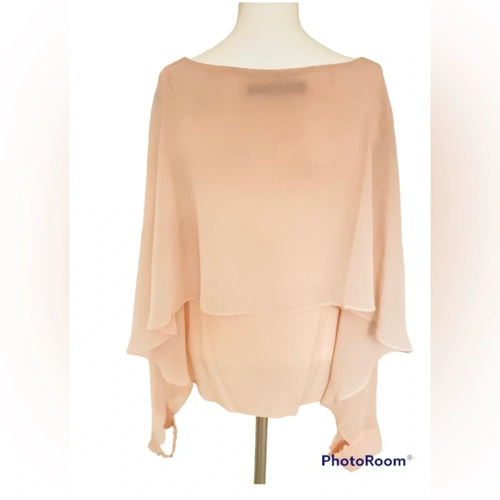 Zara Chiffon Overlay Tiered Blouse - Picture 1 of 6